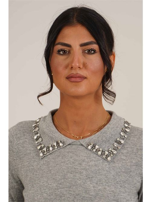Maglia con strass Try Me | 6013GREY MELANGE